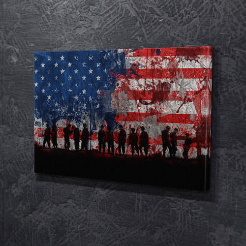 24 x 36 Canvas Wall Art Print, American Flag Home Decor #131